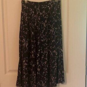 NWT J. Jill Floral Flowers Silky A-line Skirt Blue, Purple, White, Size XS